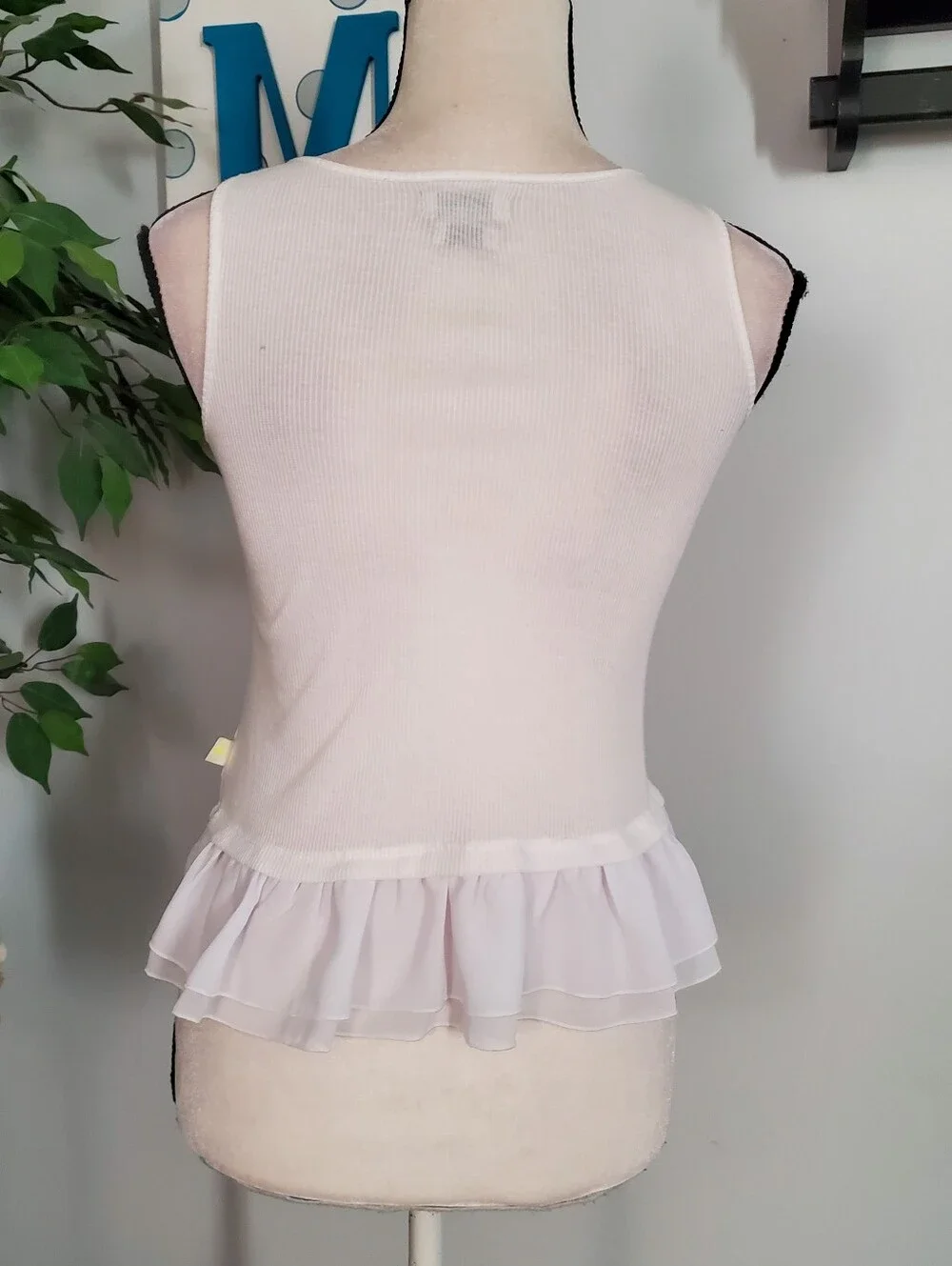 LUCKY BRAND Rib Henley Peplum Tank Top M